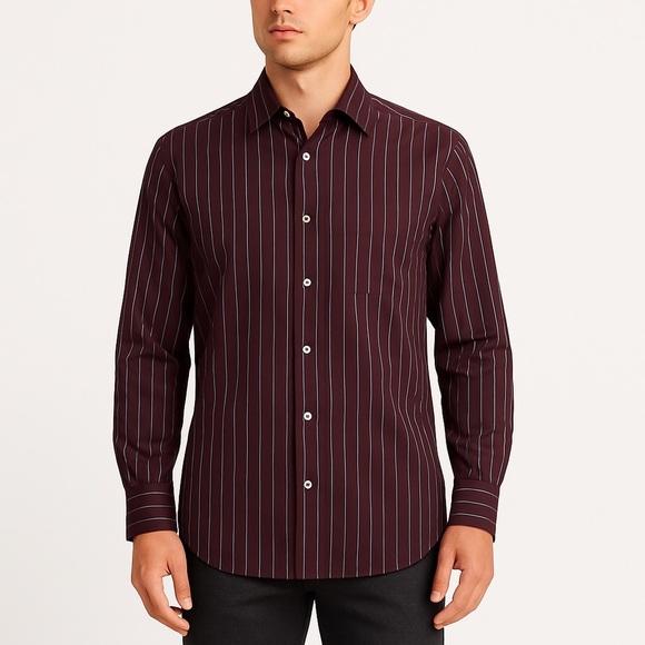 Ermenegildo Zegna Other - Ermenegildo Zegna classic cotton striped dress shirt tailored fit L burgundy
